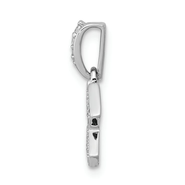 Rhodium Over 14K White Gold Diamond Aquarius Zodiac Pendant