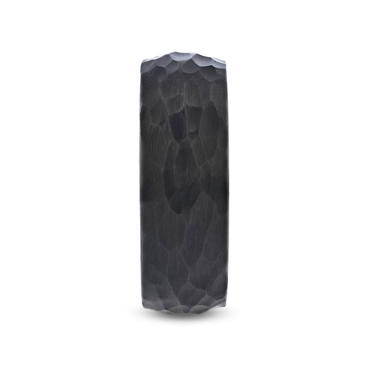 RENEGADE Domed Hammer Finish Black Tungsten Carbide Wedding Band with
Brushed Finish 8mm
