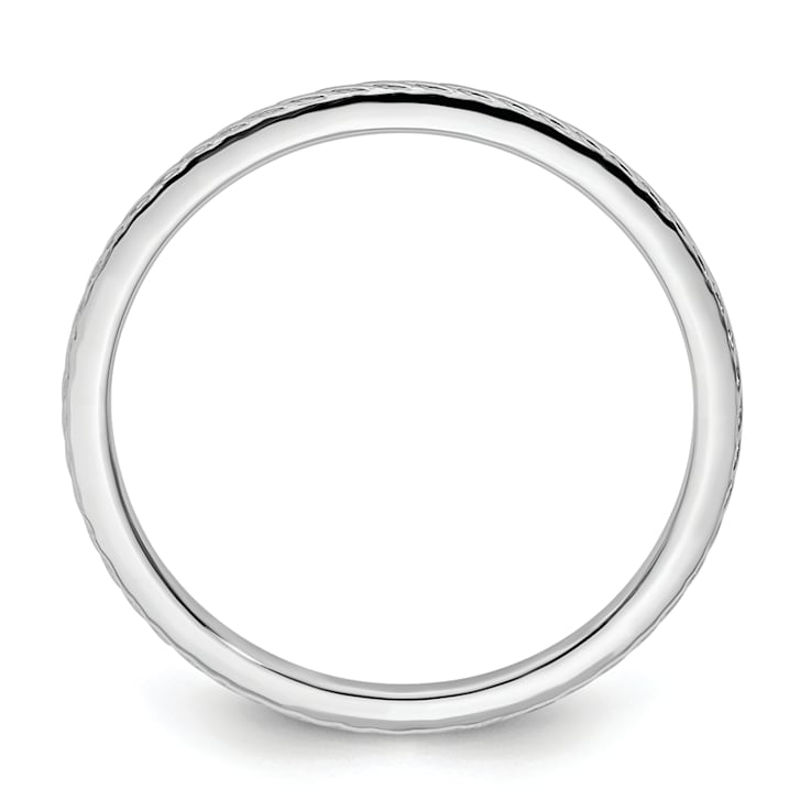 Rhodium Over 10K White Gold 1.2mm Twisted Wire Pattern Stackable
Expressions Band