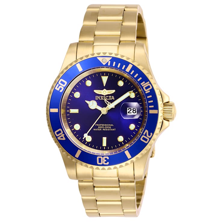 Invicta Pro Diver 40mm Blue Dial and Bezel Yellow Stainless Steel Quartz Watch