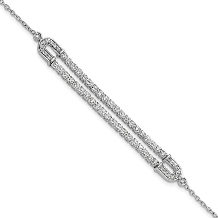 14K White Gold Lab Grown Diamond VS/SI GH, with 1 Inch Extension Bracelet