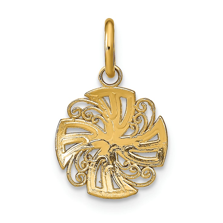 14k Two-tone Gold Diamond-Cut Textured Mini Pinwheel Medallion Charm