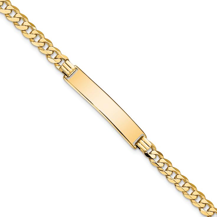 10k Yellow Gold Flat Curb Link ID Bracelet