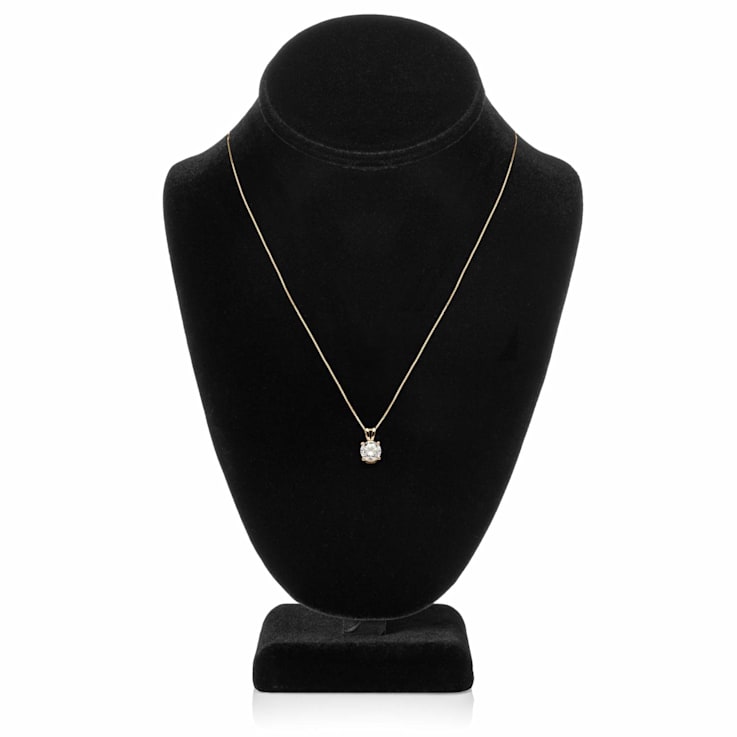 White Cubic Zirconia 14k Yellow Gold Pendant With Chain 1.00ctw