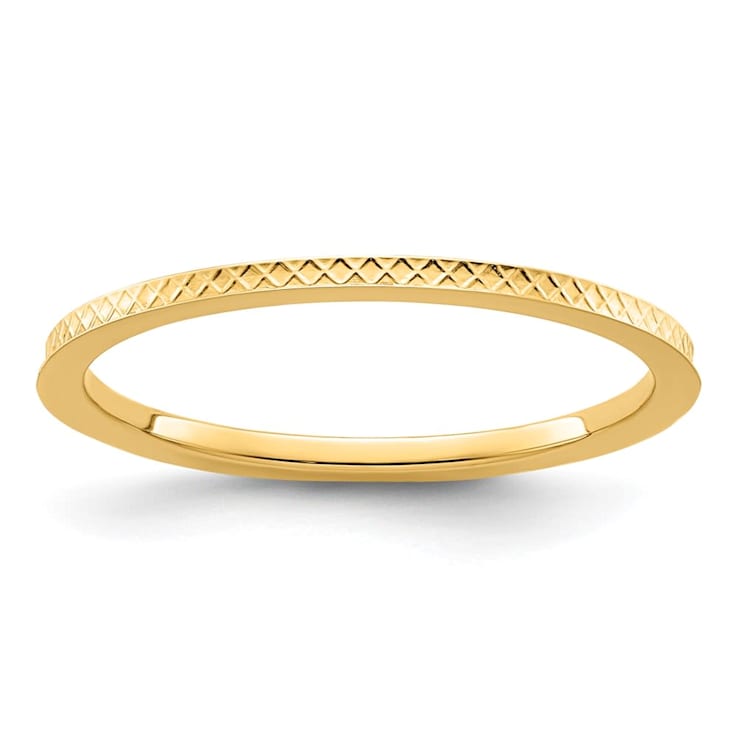 14K Yellow Gold 1.2mm Criss-Cross Pattern Stackable Expressions Band