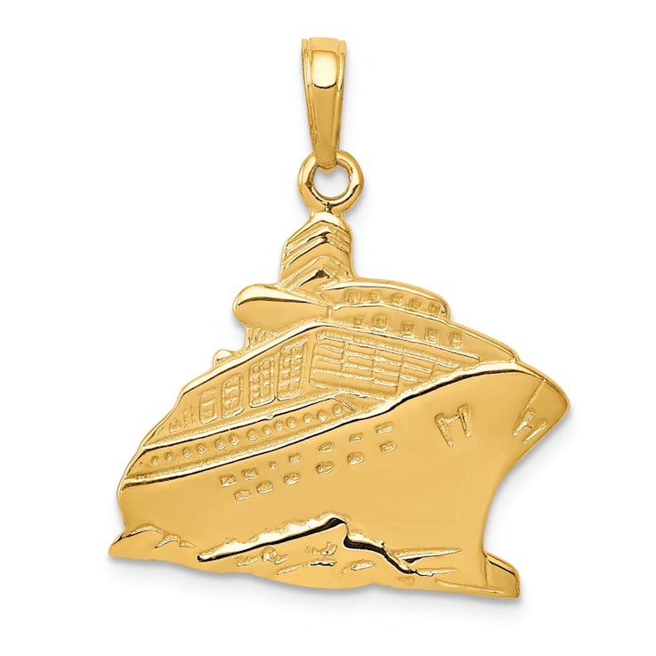 14k Yellow Gold Cruise Ship Pendant