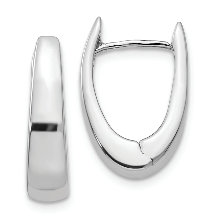 Rhodium Over 14k White Gold Hinged Hoop Earrings