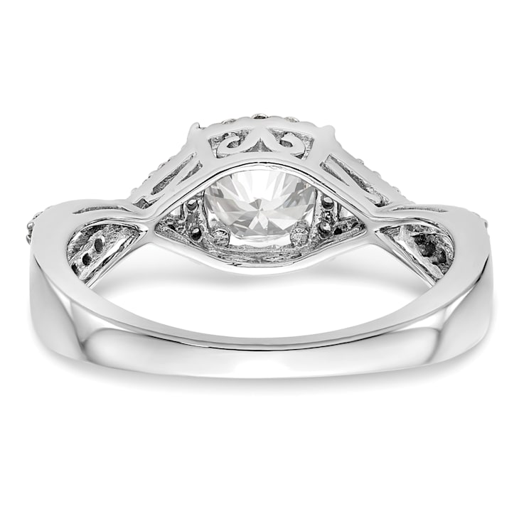Rhodium Over 14K White Gold Lab Grown Diamond Halo Engagement Ring 0.778ctw