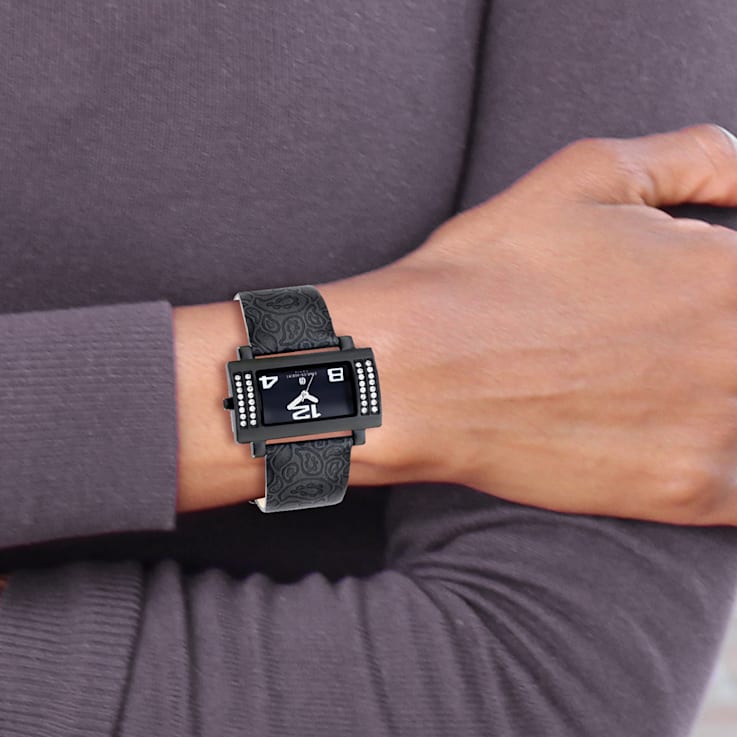 Ladies Charles Hubert Stainless Black Leather 40x23mm Watch