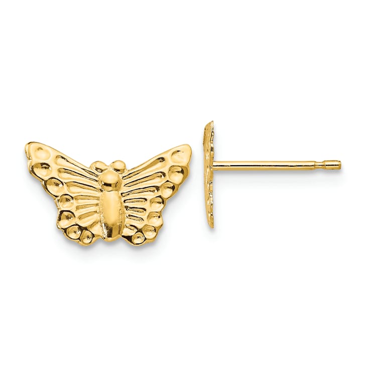 14K Yellow Gold Butterfly Post Earrings