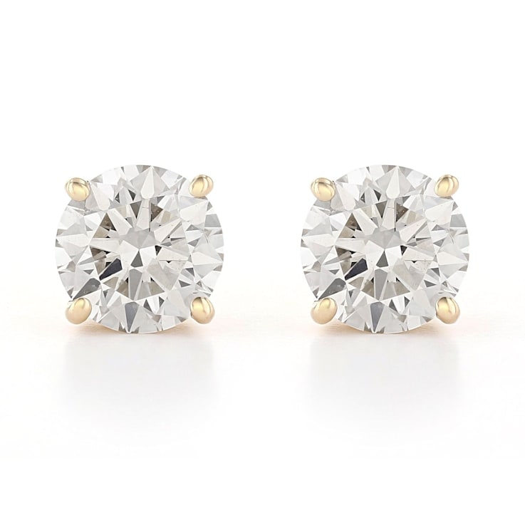 Certified White Lab-Grown Diamond H-I SI 14k Yellow Gold Stud Earrings 2.00ctw