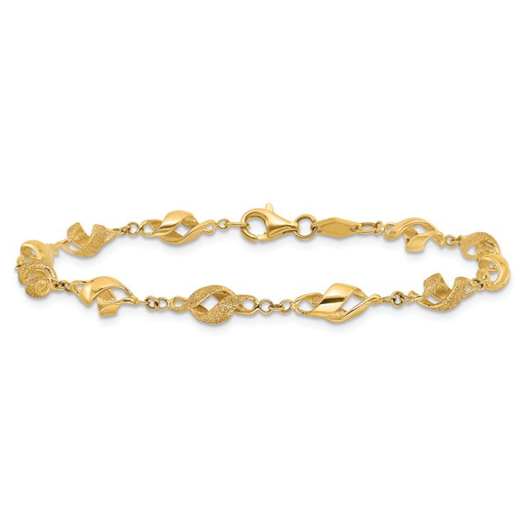 10k Yellow Gold Polished and Laser Design Spiral Link Bracelet