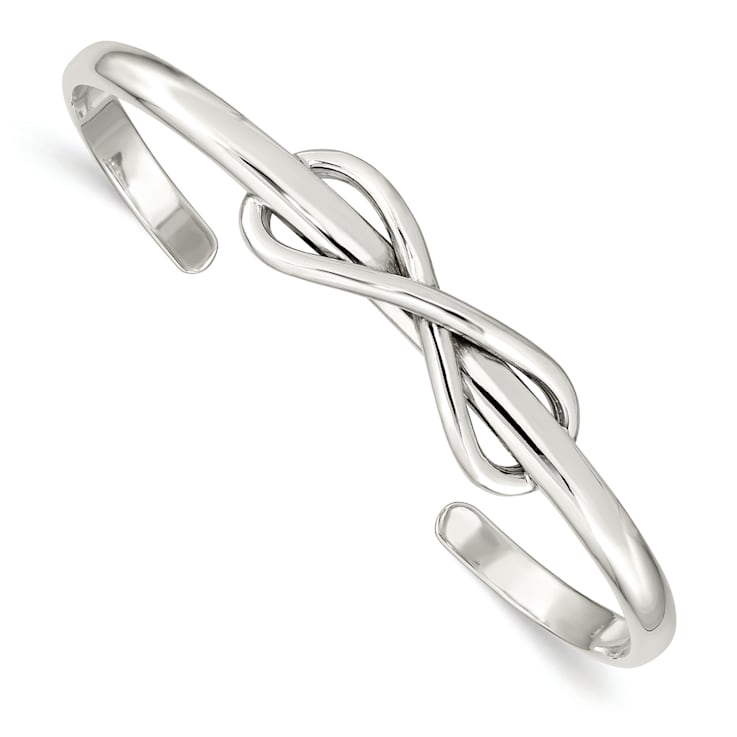 Sterling Silver Polished Infinity Cuff Bracelet