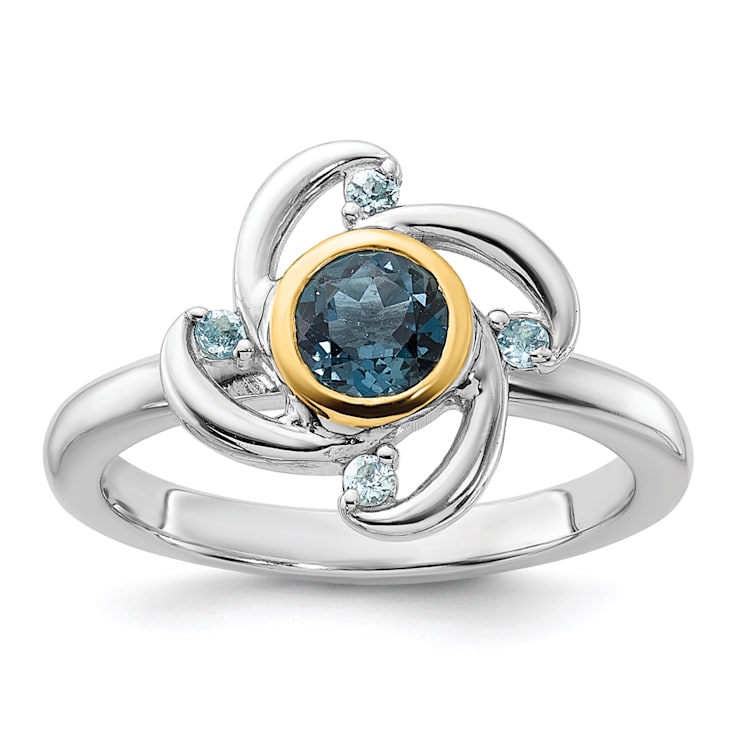 Rhodium Over Sterling Silver with 14K Accent London Blue Topaz and Swiss
Blue Topaz Ring