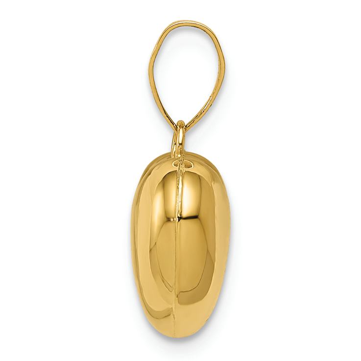 14k Yellow Gold Polished 3D Puffed Heart Pendant