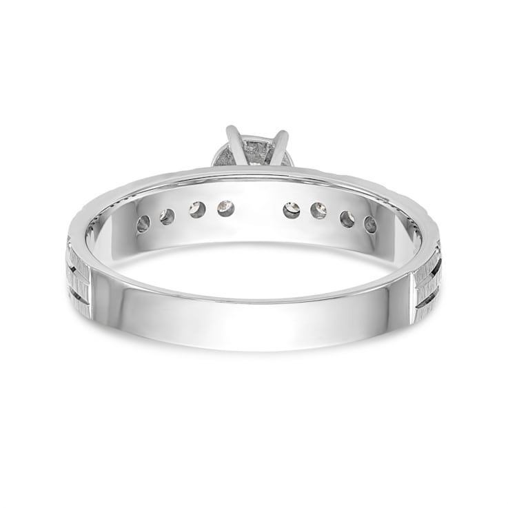 Rhodium Over 14K White Gold AA Quality Trio Engagement Ring 0.13ctw