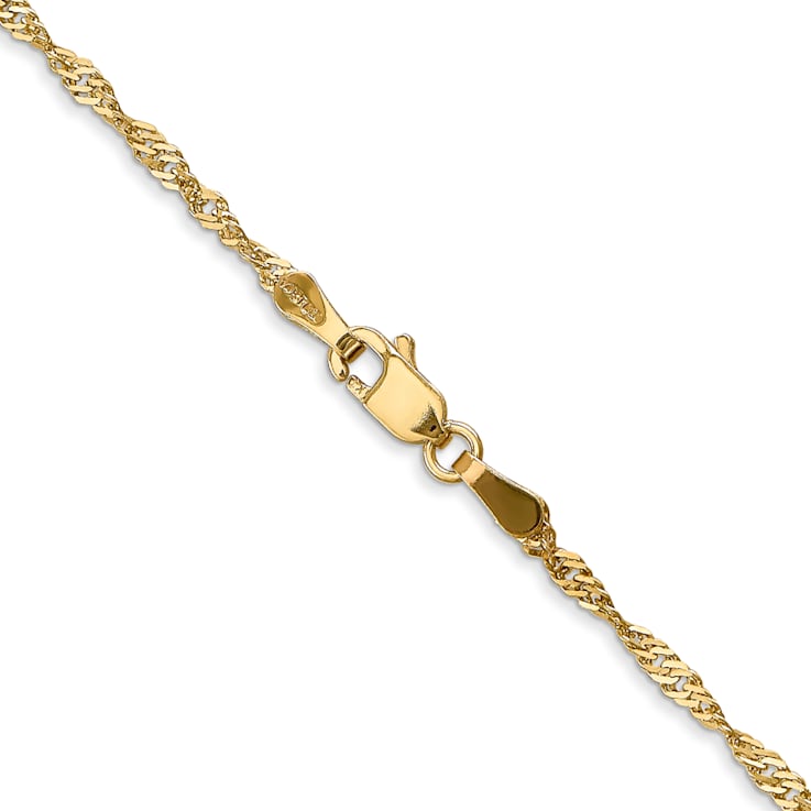 14K Yellow Gold 1.70mm Singapore Chain Bracelet