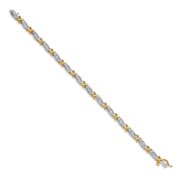 14k Yellow Gold and 14k White Gold Baguette Diamond Bracelet