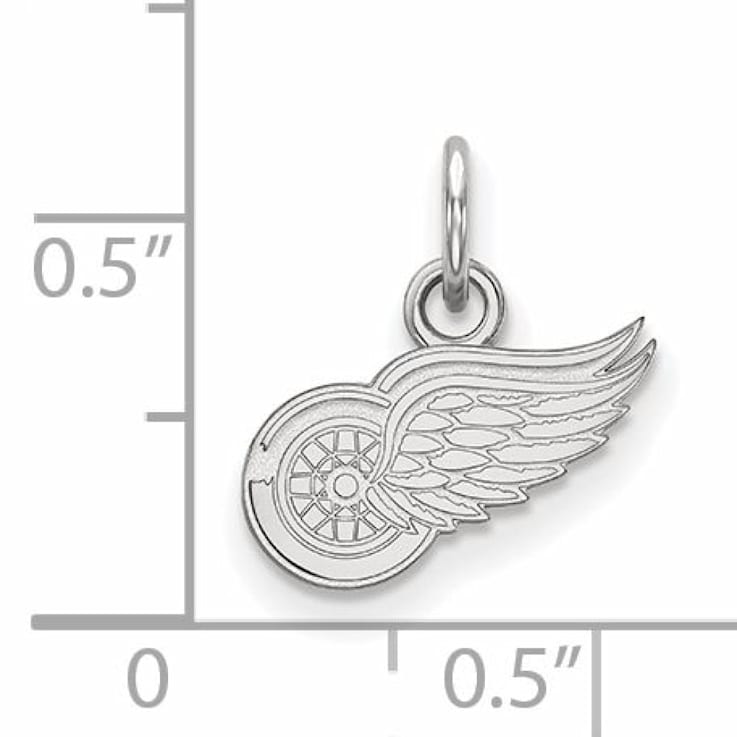 Rhodium Over Sterling Silver NHL LogoArt Detroit Red Wings Extra Small Pendant