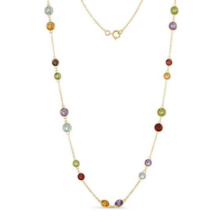 Multi-Gem 14k Yellow Gold 18" Necklace 18.53ctw