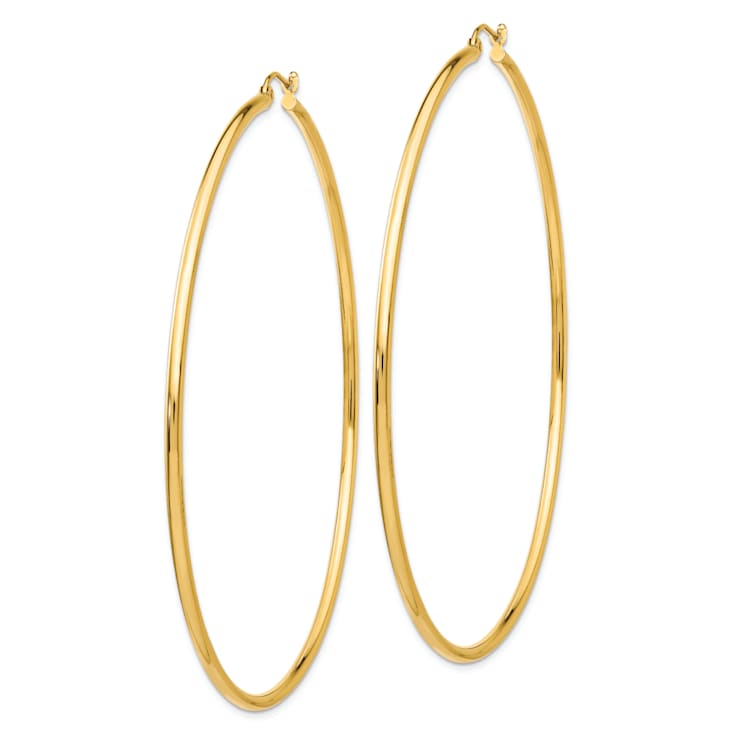 14k Yellow Gold 2 15/16" Polished Tube Hoop Earrings