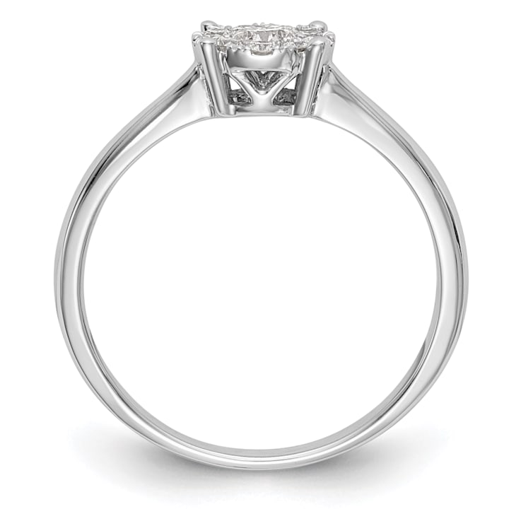 Rhodium Over 14K White Gold Lab Grown Diamond Cluster Engagement Ring 0.33ctw