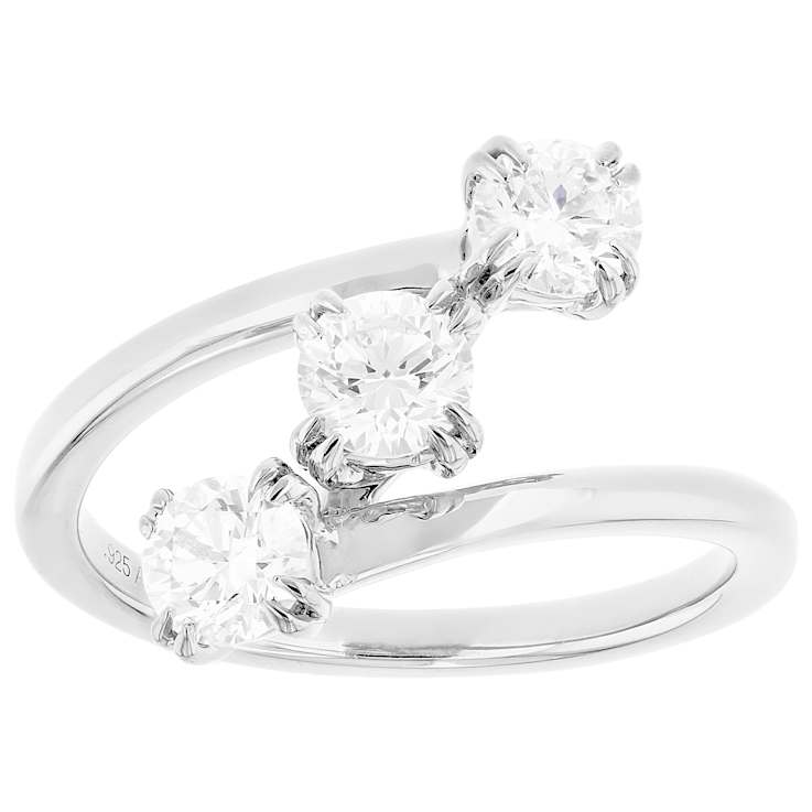 Symbolic Lab-Grown Diamond Three-Stone Ring 1ctw In Sterling Silver
