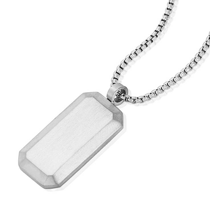 Invicta Men's Antiqued Dog Tag Pendant With Chain In Stainless Steel