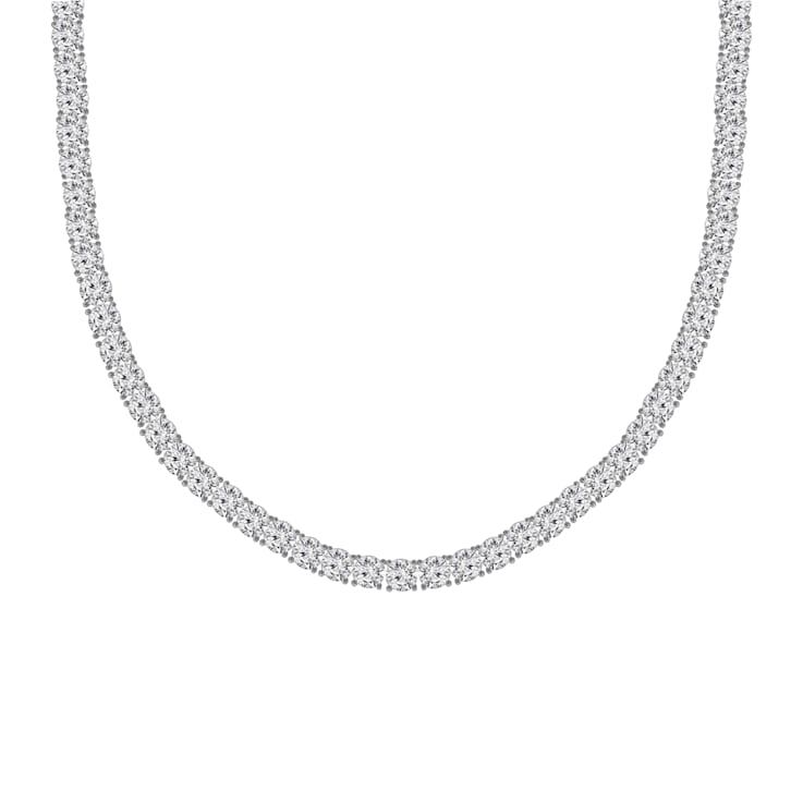 White Cubic Zirconia Platinum Over Sterling Silver Tennis Necklace 43.50ctw