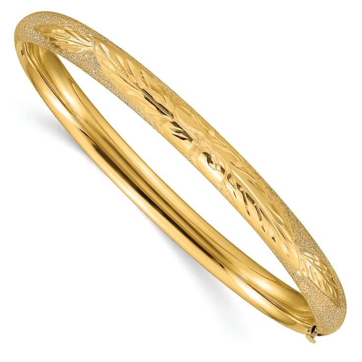 14K Yellow Gold 4/16 Laser Cut Hinged Bangle Bracelet