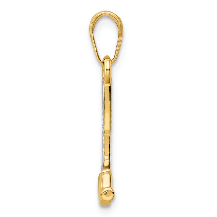 14K Two-tone Gold Diamond-Cut 3D Hammer Pendant