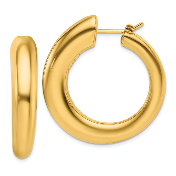 14K Yellow Gold Round Hoop Earrings