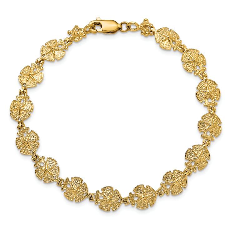 14k Yellow Gold Textured Sand Dollar Bracelet