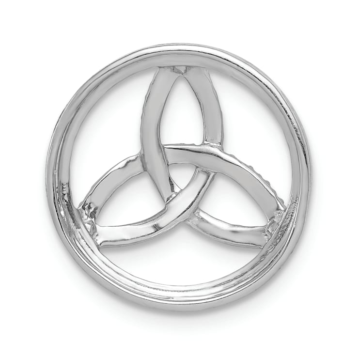 Rhodium Over 14k White Gold Diamond Celtic Circle Chain Slide