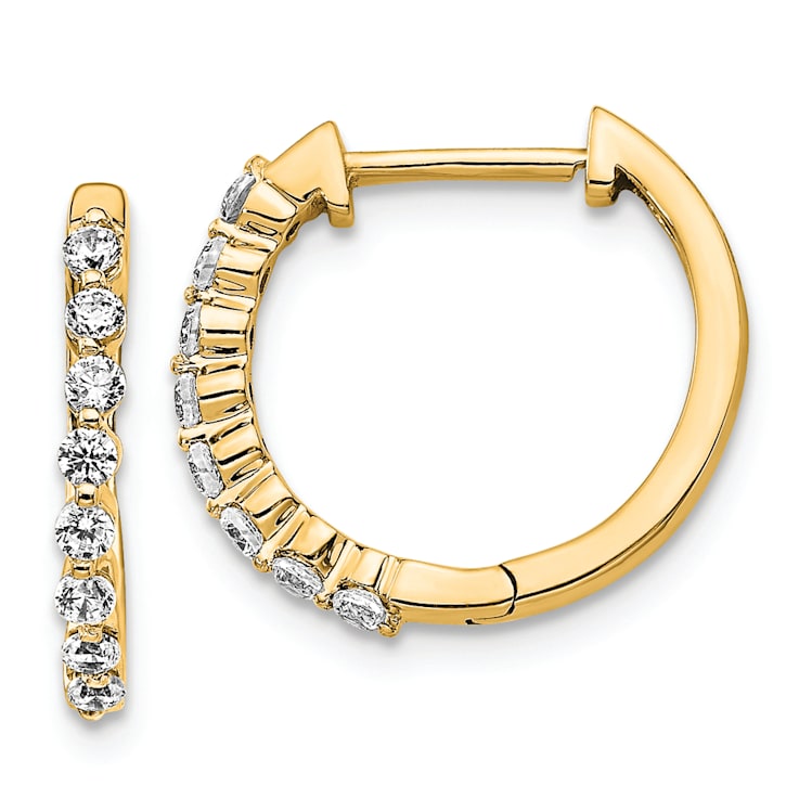 14K Yellow Gold Lab Grown Diamond SI1/SI2, G H I, Hinged Hoop Earrings