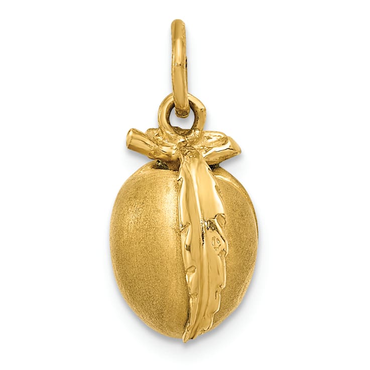 14k Yellow Gold Satin Peach Charm Pendant