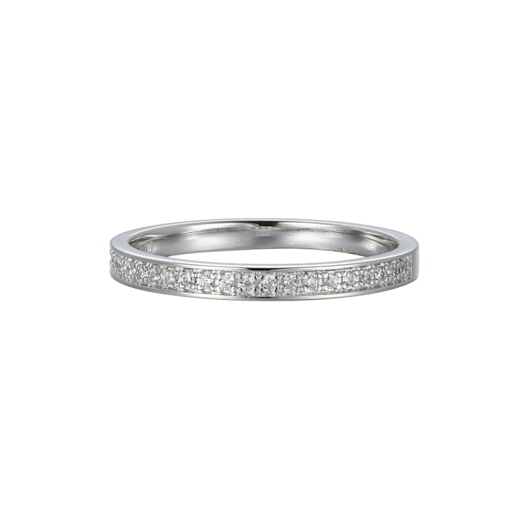 White Cubic Zirconia Rhodium Over Sterling Silver Ring 0.16ctw