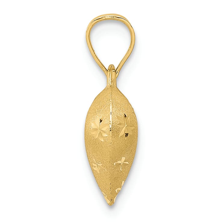 14k Yellow Gold Polished, Satin and Diamond-Cut 3D Puffed Heart Pendant