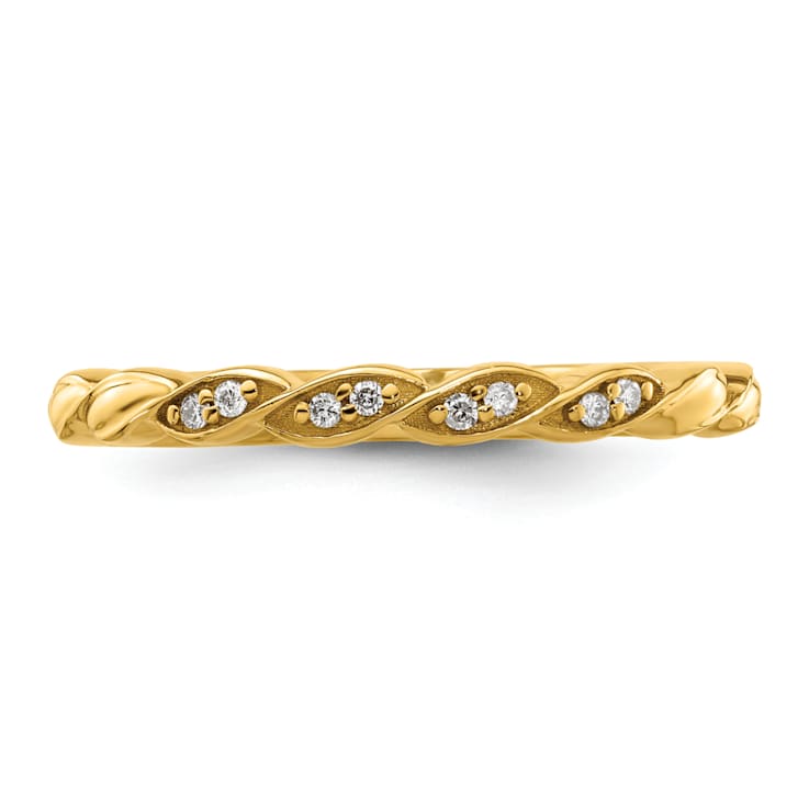 14K Yellow Gold Stackable Expressions Diamond Twist Ring 0.04ctw