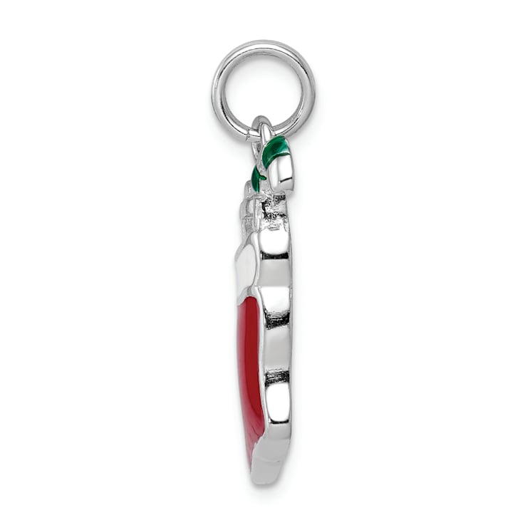 Rhodium Over Sterling Silver Enamel Stocking Charm