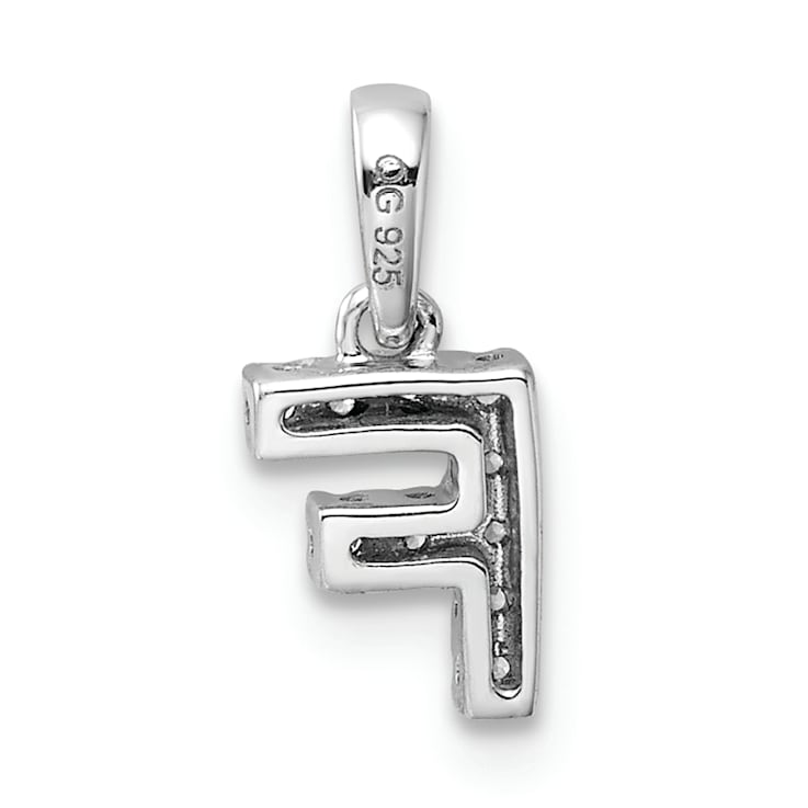 14K White Gold Diamond Letter F Initial with Bail Pendant