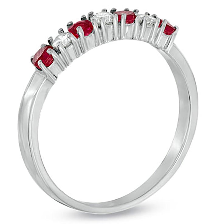 0.37ctw Ruby and Diamond Band Ring in 14k White Gold
