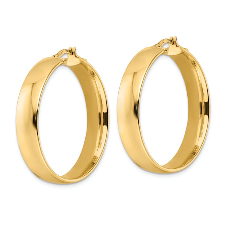 14k Yellow Gold Polished 1 5/16" Hoop Earrings