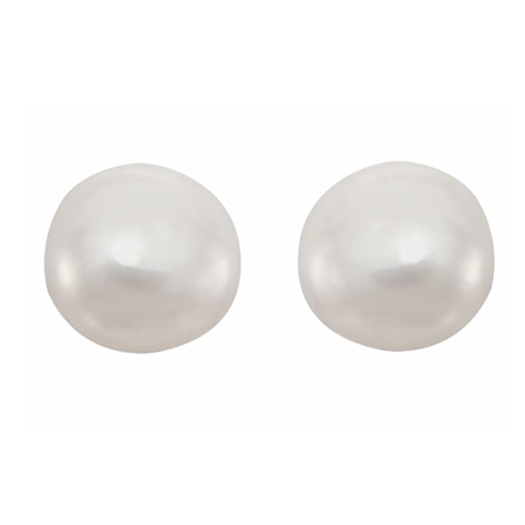 14K Yellow Gold 3.25mm Button Freshwater Pearl Youth Solitaire Stud Earrings