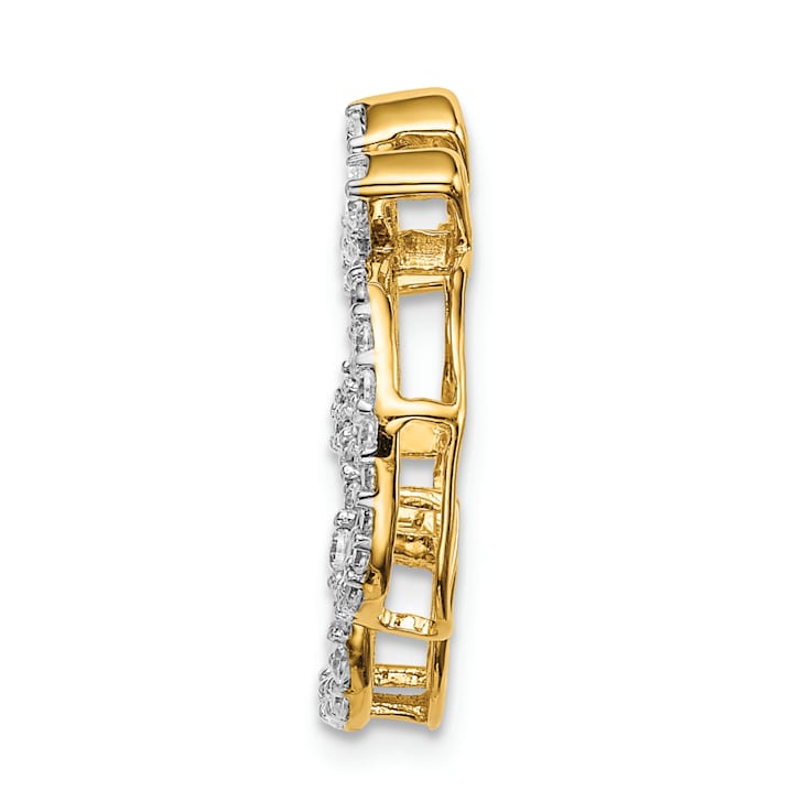 14k Yellow Gold Diamond Om Chain Slide Pendant