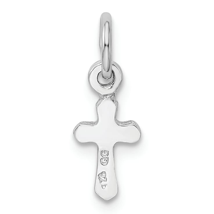 Rhodium Over Sterling Silver Child's September Blue Preciosca Crystal
Cross Pendant