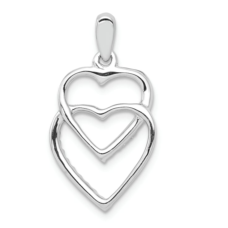Rhodium Over 14k White Gold Diamond Entwined Hearts Pendant