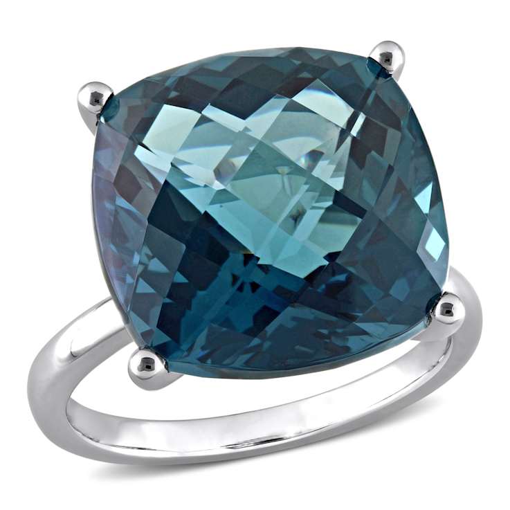 London Blue Topaz 14K White Gold Ring 19.24ctw
