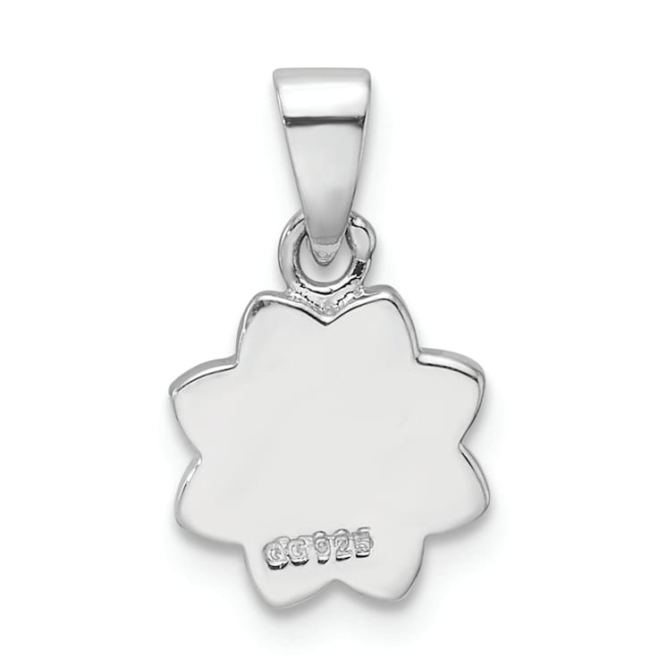 Rhodium Over Sterling Silver Multi-color Enamel Smiling Sun Children's Pendant