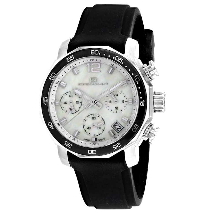 Oceanaut Women's Tune White Dial, Black Rubber Strap Watch